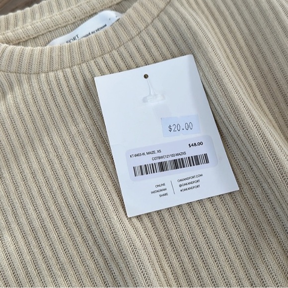 Oak + Fort XS ribbed longsleeve crop long sleeve top NWT - Picture 3 of 3